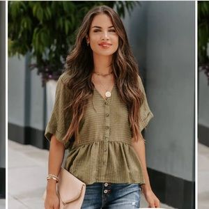 Olive baby doll top with buttons